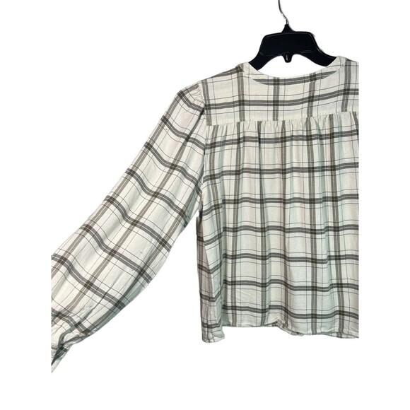 Wilfred Free Puff Sleeve Button front plaid Top - Picture 4 of 11